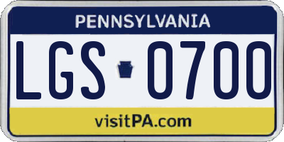 PA license plate LGS0700
