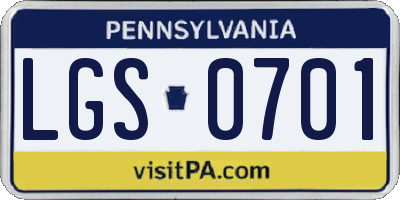 PA license plate LGS0701