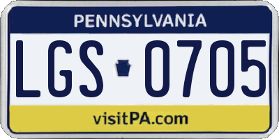 PA license plate LGS0705
