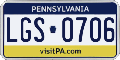 PA license plate LGS0706