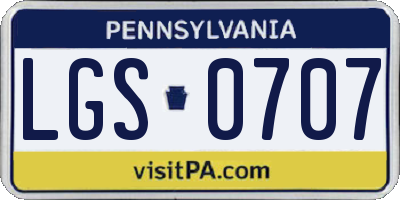 PA license plate LGS0707