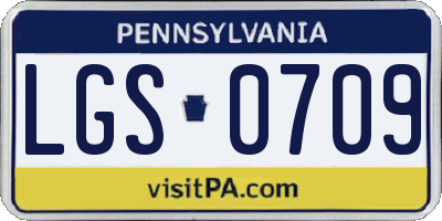 PA license plate LGS0709