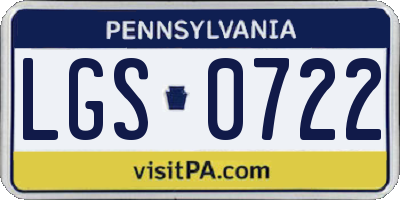 PA license plate LGS0722