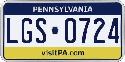 PA license plate LGS0724