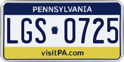 PA license plate LGS0725
