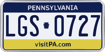 PA license plate LGS0727