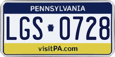 PA license plate LGS0728