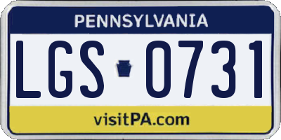 PA license plate LGS0731