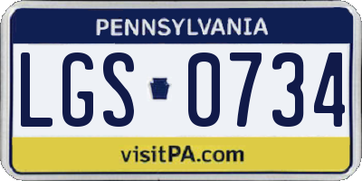 PA license plate LGS0734