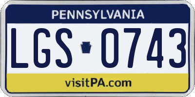 PA license plate LGS0743