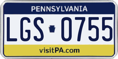 PA license plate LGS0755
