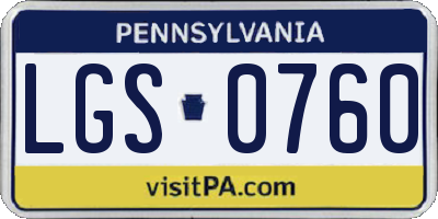 PA license plate LGS0760
