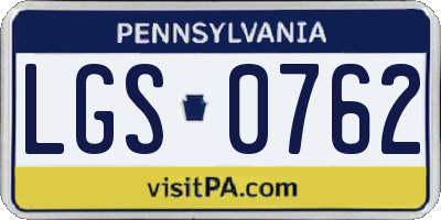 PA license plate LGS0762