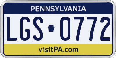 PA license plate LGS0772