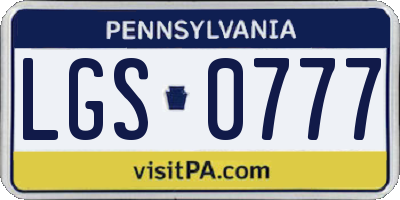 PA license plate LGS0777