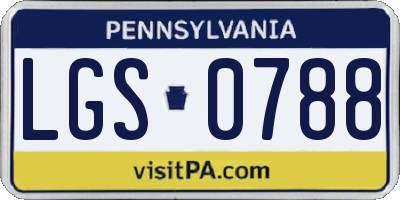 PA license plate LGS0788