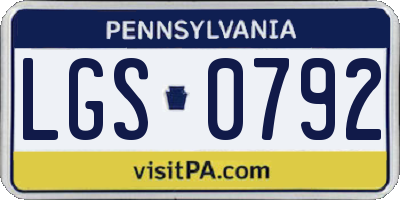 PA license plate LGS0792
