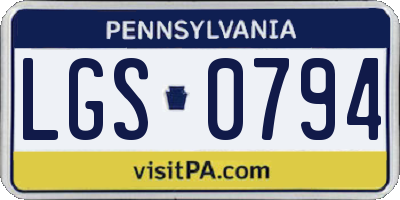 PA license plate LGS0794