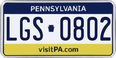 PA license plate LGS0802