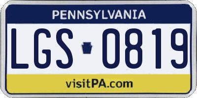 PA license plate LGS0819