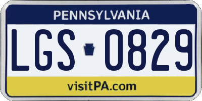 PA license plate LGS0829