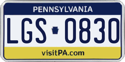 PA license plate LGS0830