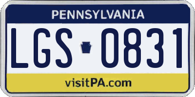 PA license plate LGS0831