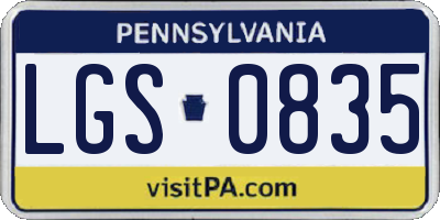 PA license plate LGS0835