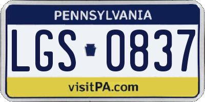 PA license plate LGS0837