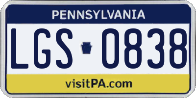 PA license plate LGS0838