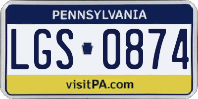 PA license plate LGS0874