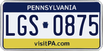 PA license plate LGS0875