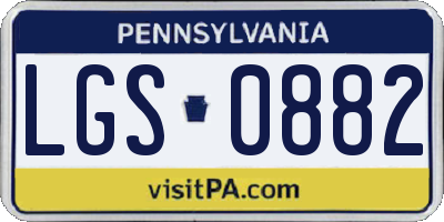 PA license plate LGS0882