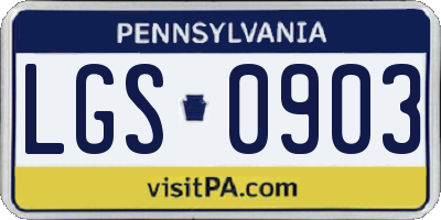 PA license plate LGS0903