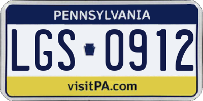 PA license plate LGS0912