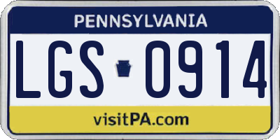 PA license plate LGS0914