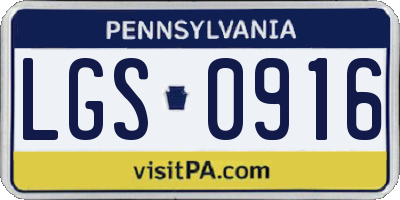 PA license plate LGS0916