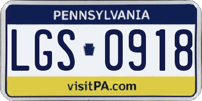 PA license plate LGS0918