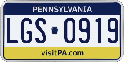 PA license plate LGS0919