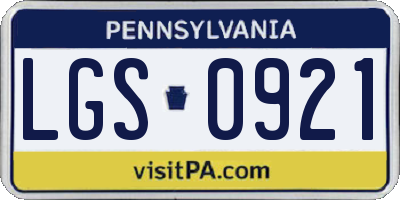 PA license plate LGS0921