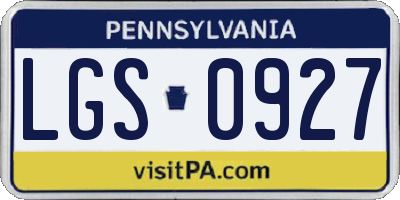 PA license plate LGS0927
