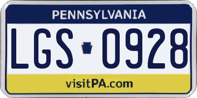 PA license plate LGS0928