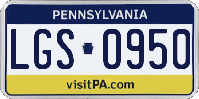 PA license plate LGS0950