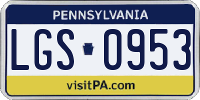 PA license plate LGS0953