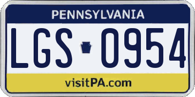 PA license plate LGS0954