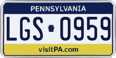 PA license plate LGS0959