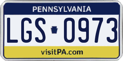 PA license plate LGS0973