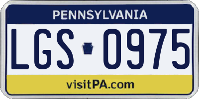PA license plate LGS0975