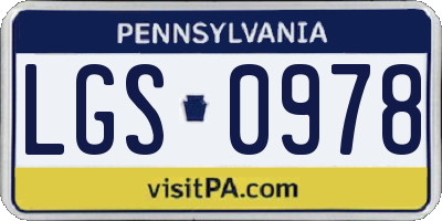 PA license plate LGS0978