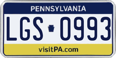 PA license plate LGS0993